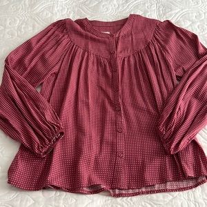 a•new•day, size Small, mauve/white polka dot top